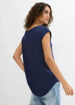 Sale Camiseta de mezcla de viscosa fluida con dobladillo asimétrico Mujer Camisetas