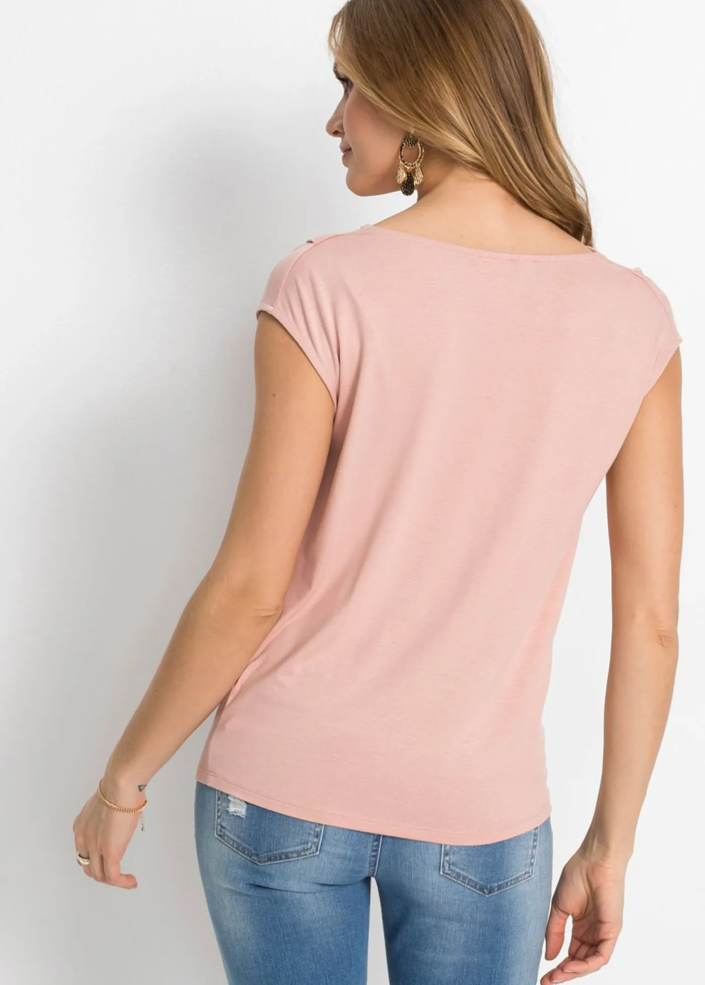 Camiseta de mezcla de viscosa con escote en cascada Mujer Camisetas
