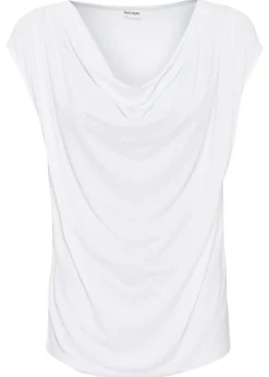 Camiseta de mezcla de viscosa con escote en cascada Mujer Camisetas
