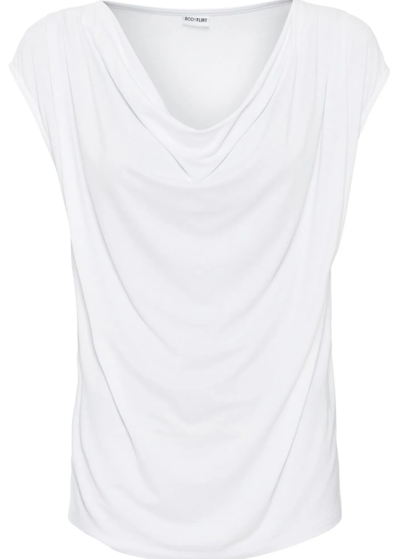 Camiseta de mezcla de viscosa con escote en cascada Mujer Camisetas