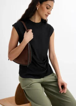 Discount Camiseta de mezcla de viscosa con dobladillo asimétrico Mujer Esenciales|Camisetas
