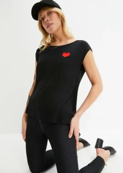 Sale Camiseta de mezcla de viscosa fluida con dobladillo asimétrico Mujer Camisetas