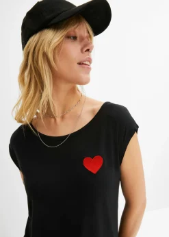 Sale Camiseta de mezcla de viscosa fluida con dobladillo asimétrico Mujer Camisetas