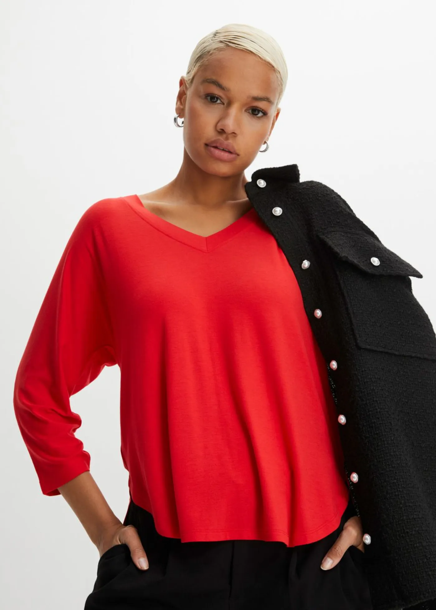 Outlet Camiseta de mezcla de viscosa fluida Mujer Camisetas|Novedades