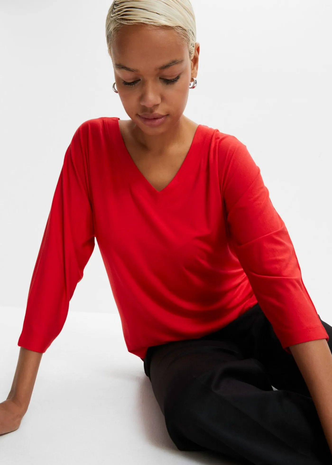 Outlet Camiseta de mezcla de viscosa fluida Mujer Camisetas|Novedades