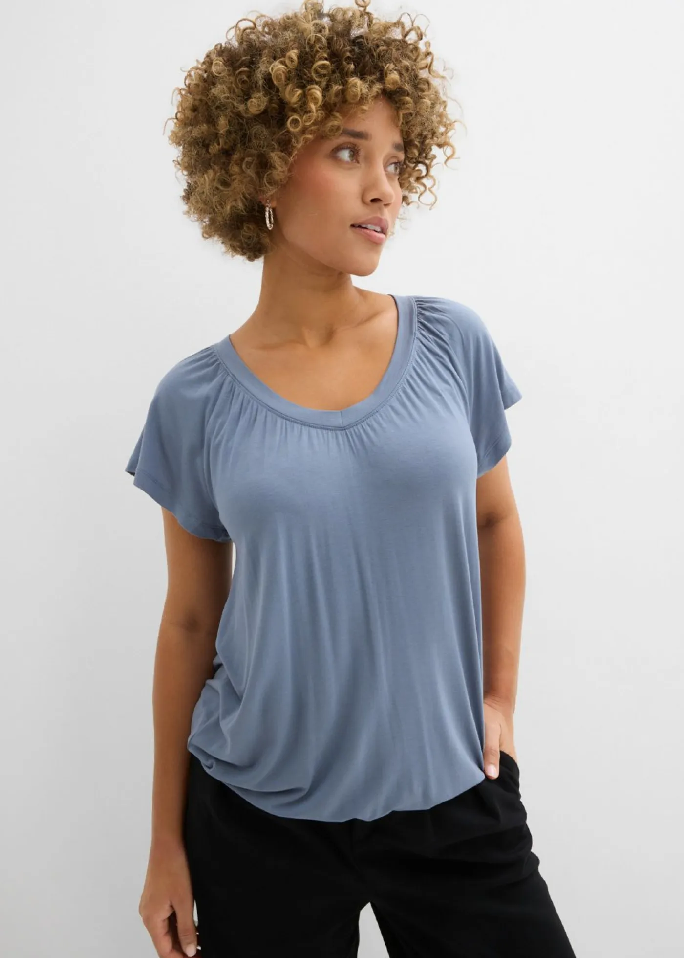 Camiseta de mezcla de viscosa Mujer Camisetas|Novedades