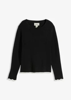 Sale Camiseta de punto con dobladillo en contraste Mujer Camisetas|Ropa De Punto
