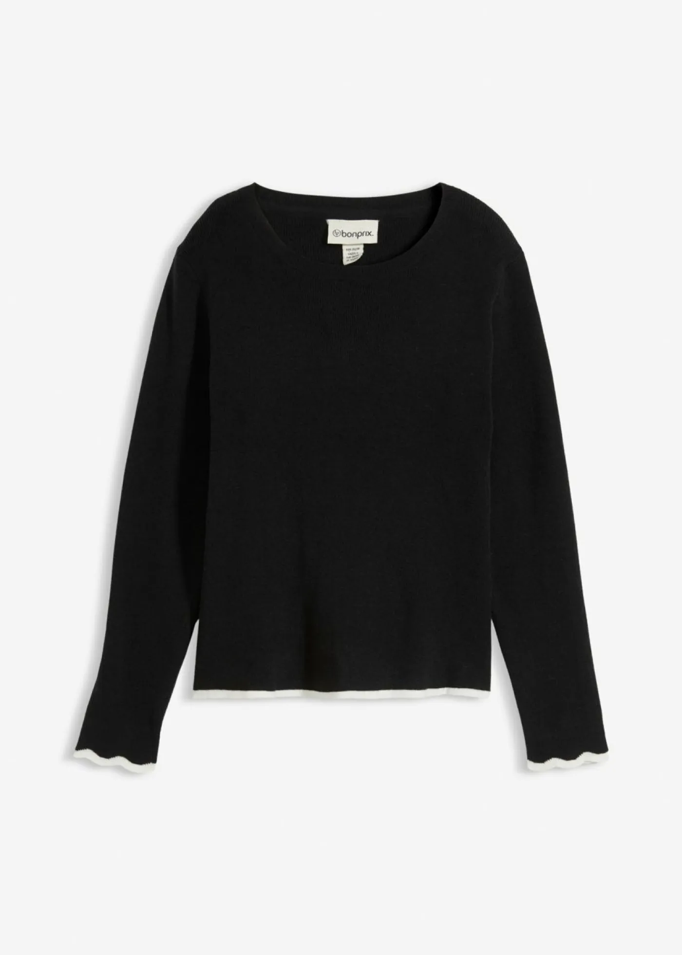 Sale Camiseta de punto con dobladillo en contraste Mujer Camisetas|Ropa De Punto