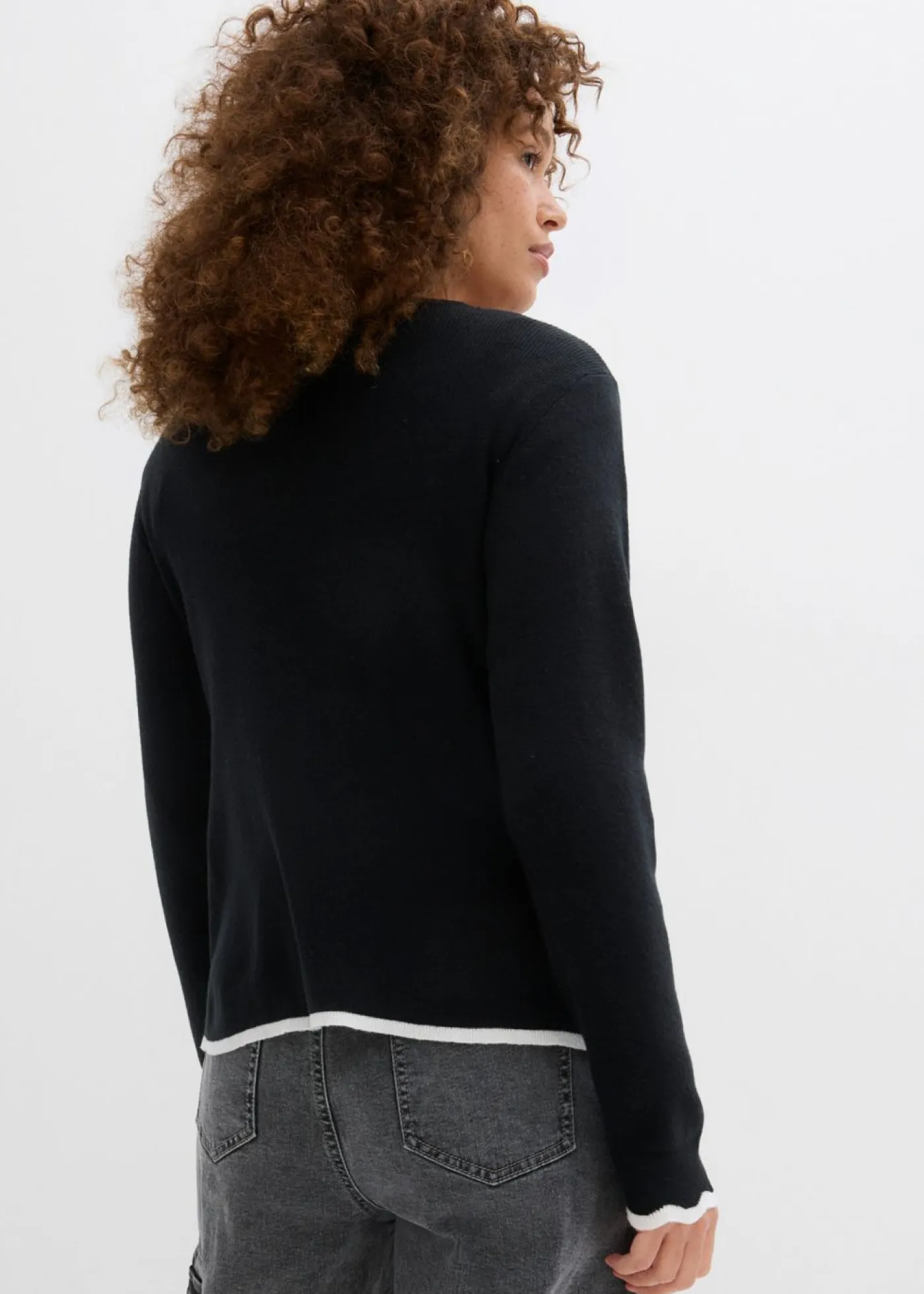 Sale Camiseta de punto con dobladillo en contraste Mujer Camisetas|Ropa De Punto