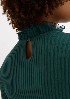 New Camiseta de punto fino con volantes de gasa Mujer Camisetas