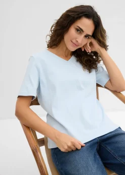 Outlet Camiseta de punto grueso de algodón orgánico puro (2 unidades) Mujer Básicos|Camisetas