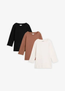 Camiseta de punto grueso con algodón orgánico (3 unidades) Mujer Básicos|Camisetas