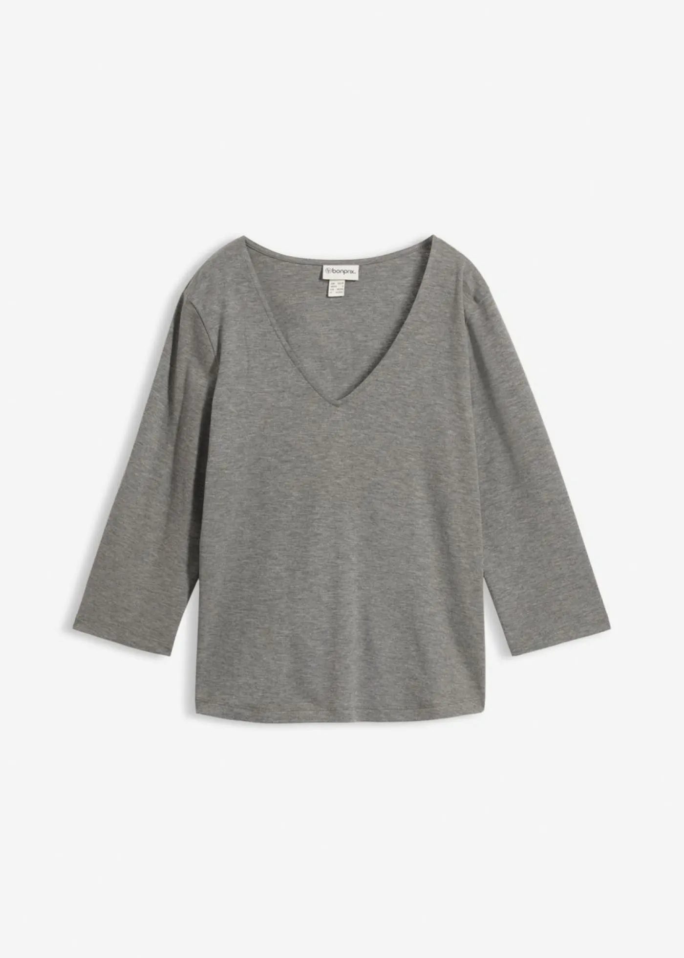 Discount Camiseta de punto grueso de algodón orgánico puro con mangas 3/4 Mujer Básicos|Camisetas