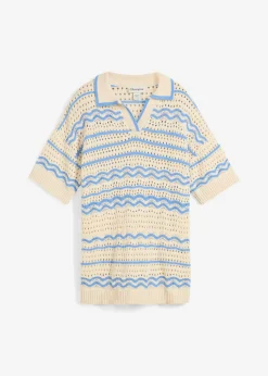 Outlet Camiseta de punto oversize en mezcla vaporosa de algodón y lino Mujer Camisetas|Ropa De Punto