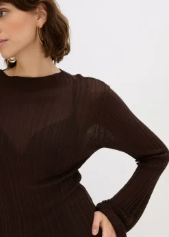 Online Camiseta de punto semitransparente Mujer Camisetas|Ropa De Punto