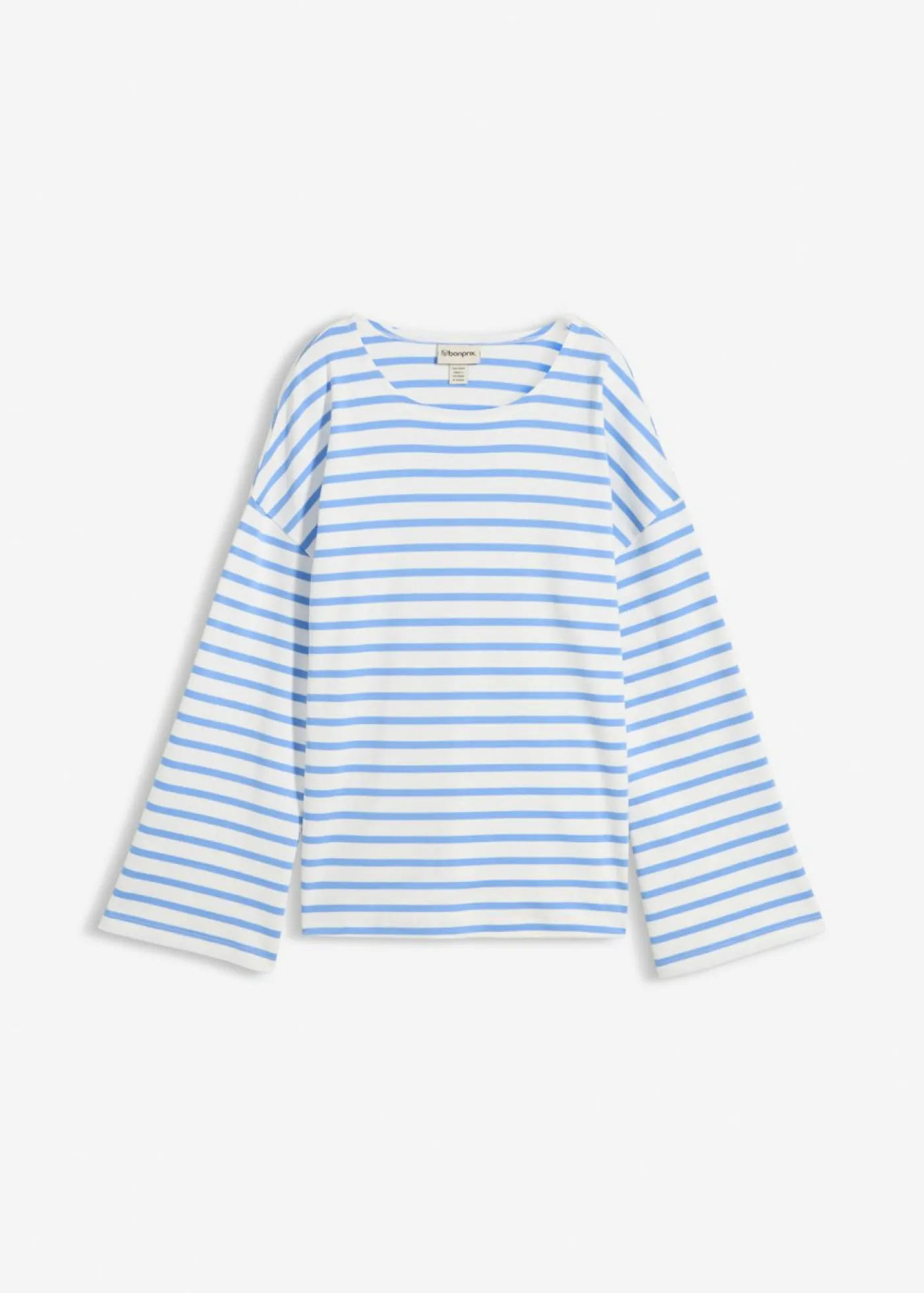 Clearance Camiseta de rayas de algodón orgánico con manga larga Mujer Esenciales|Camisetas