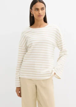 Online Camiseta de rayas de algodón orgánico con manga larga Mujer Esenciales|Camisetas