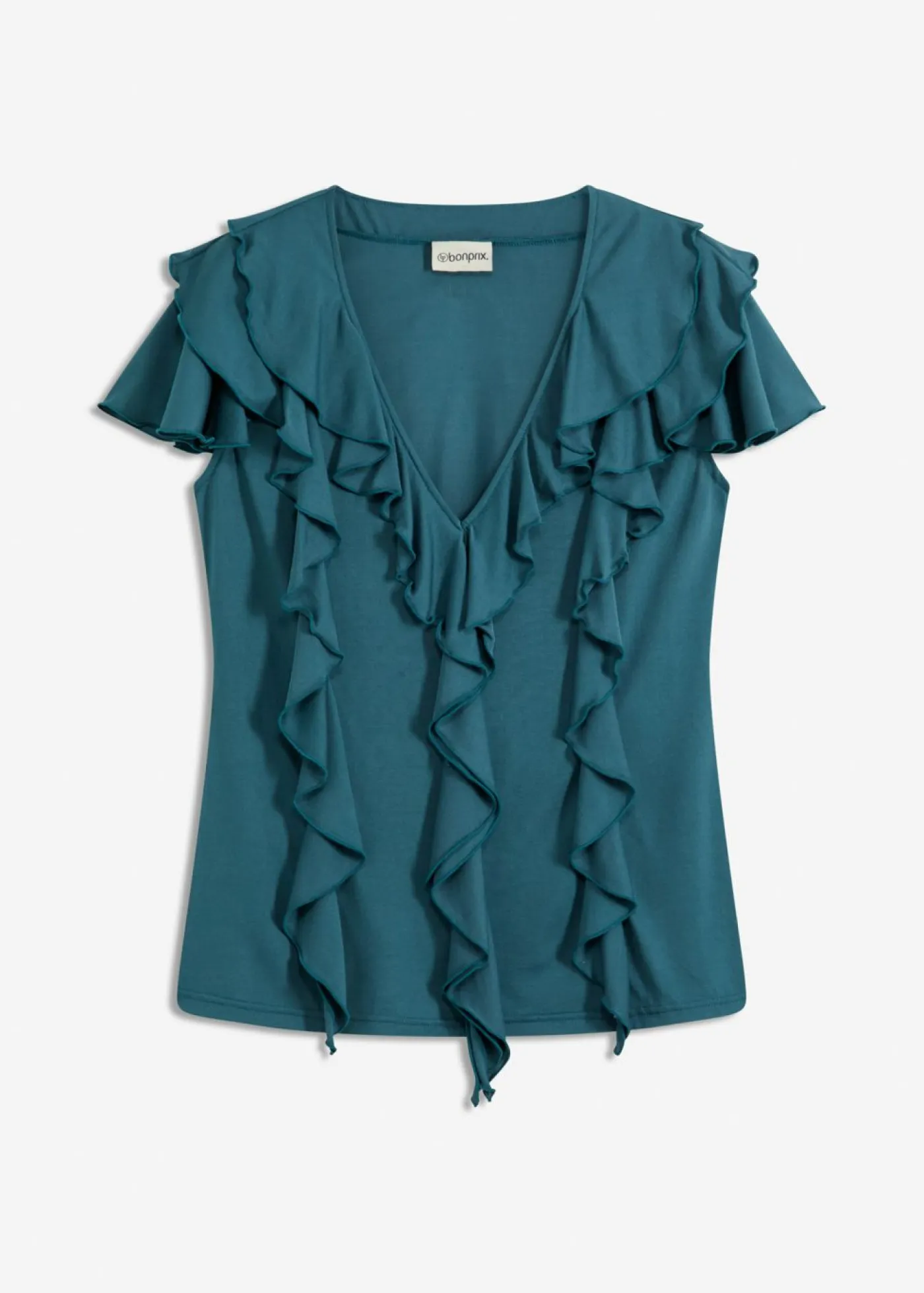 Outlet Camiseta de suave mezcla de modal con volantes Mujer Camisetas