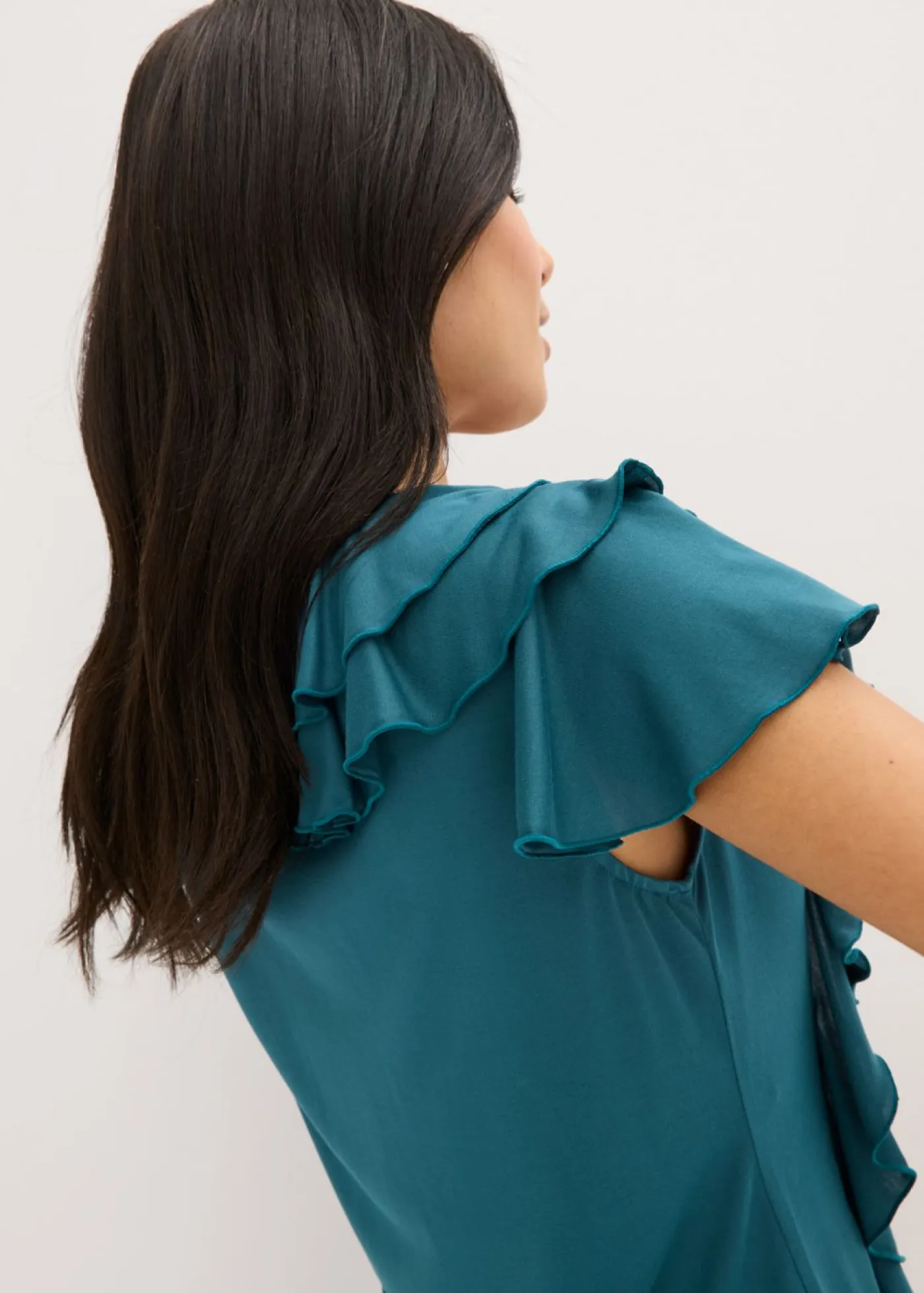 Outlet Camiseta de suave mezcla de modal con volantes Mujer Camisetas