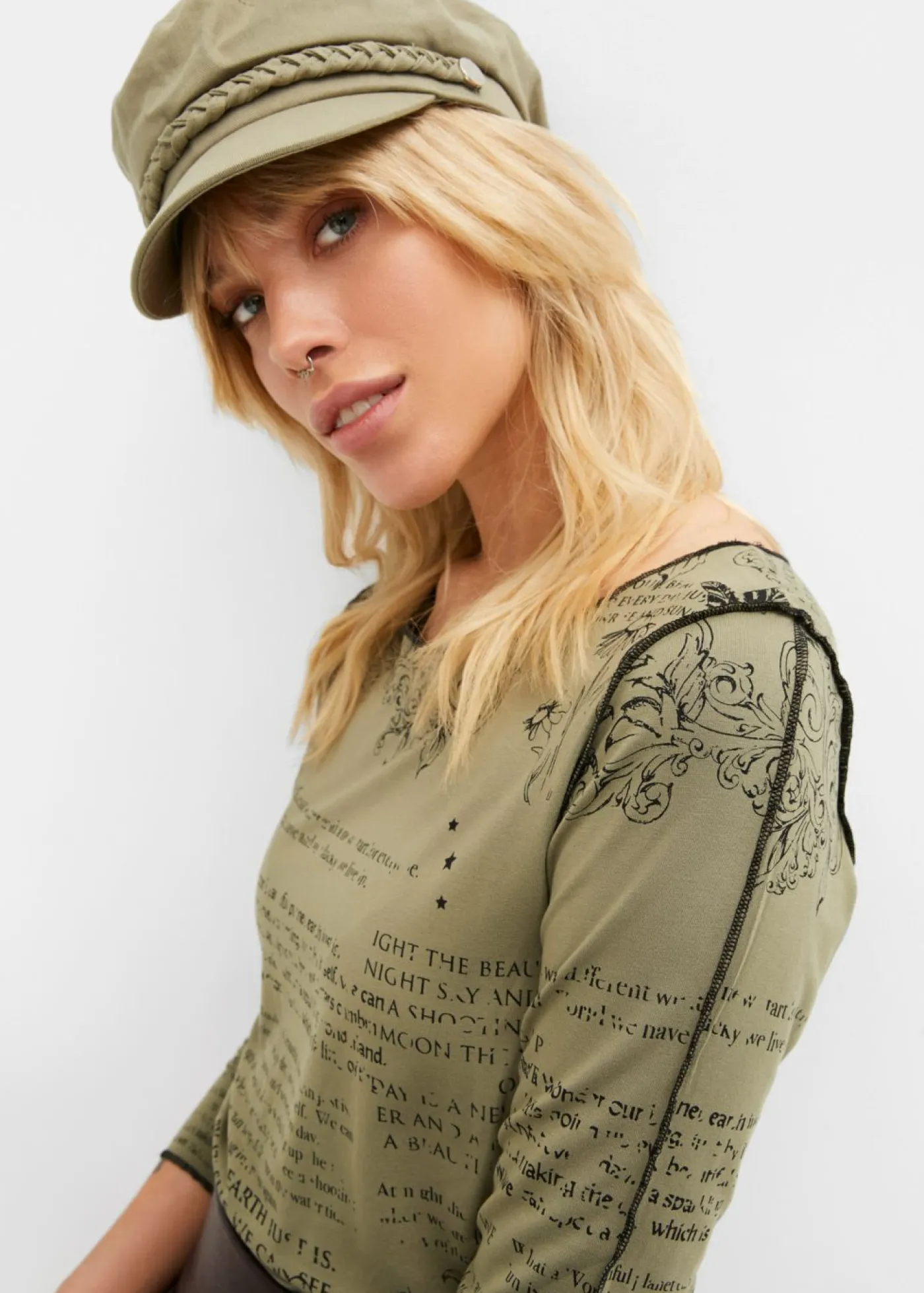 Sale Camiseta de suave viscosa con manga larga Mujer Camisetas