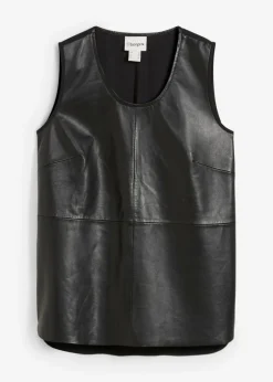 Camiseta de tirantes con parte delantera de napa de cordero Mujer Premium|Camisetas
