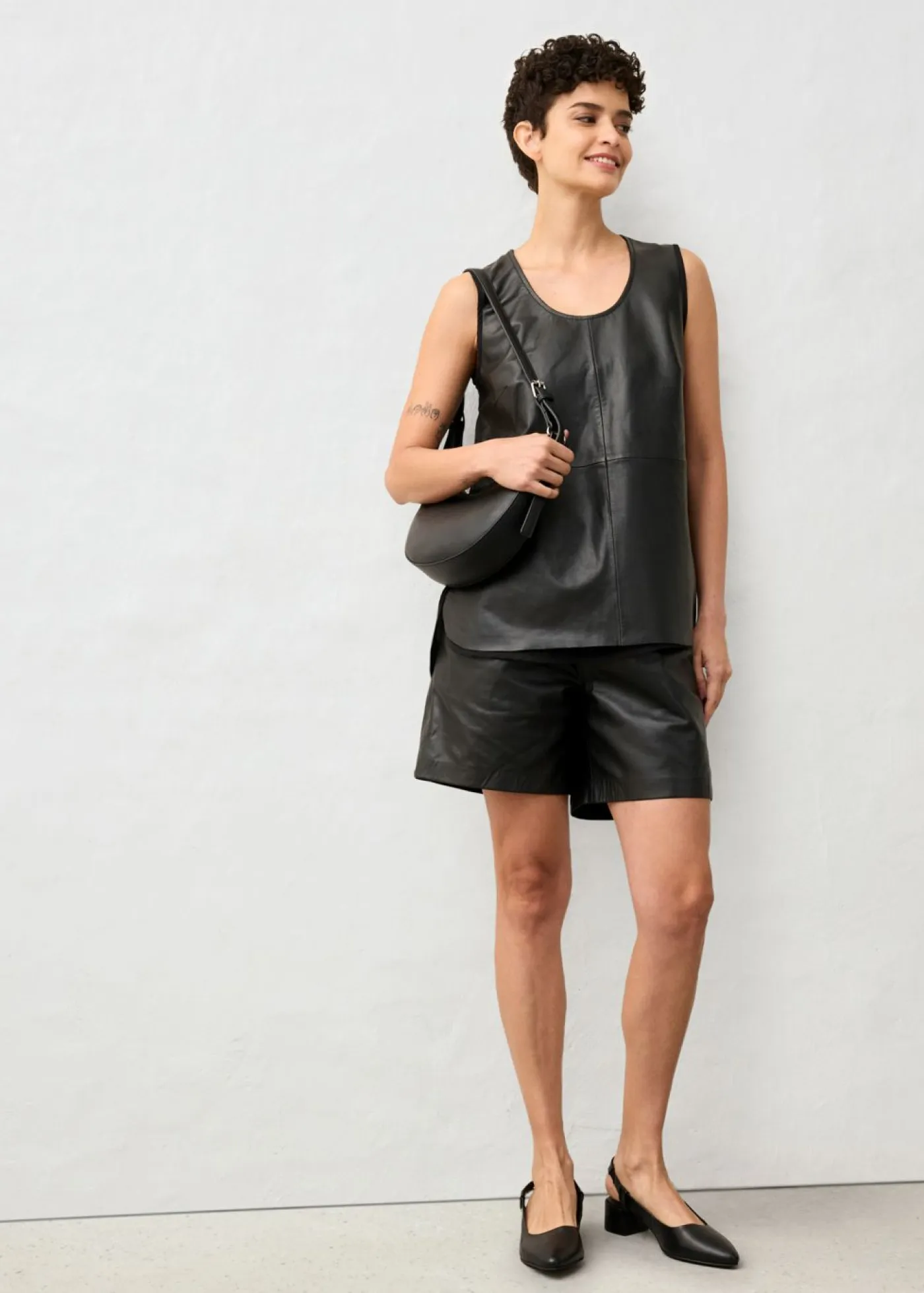 Camiseta de tirantes con parte delantera de napa de cordero Mujer Premium|Camisetas
