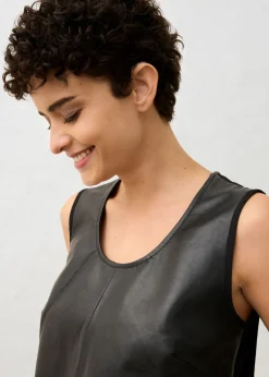 Camiseta de tirantes con parte delantera de napa de cordero Mujer Premium|Camisetas