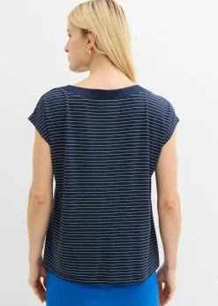 Hot Camiseta de viscosa fluida con ribete de satén Mujer Camisetas|Novedades