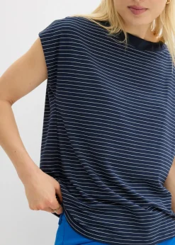 Hot Camiseta de viscosa fluida con ribete de satén Mujer Camisetas|Novedades