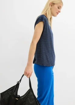 Hot Camiseta de viscosa fluida con ribete de satén Mujer Camisetas|Novedades