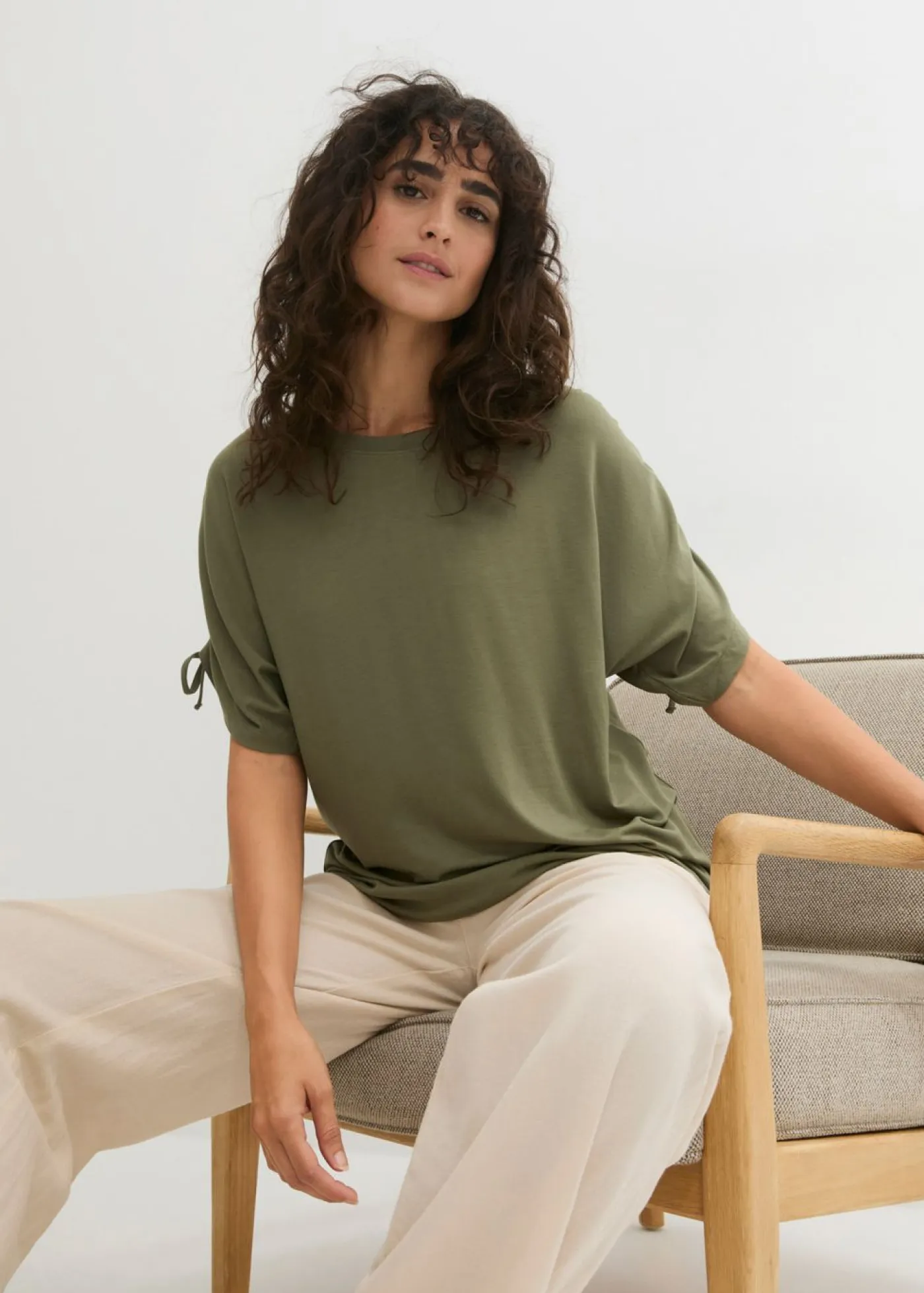 New Camiseta de viscosa fluida Mujer Camisetas