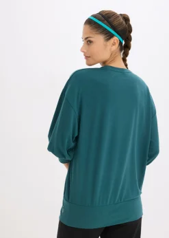 Online Camiseta deportiva con corte holgado, mangas ¾ y material de secado rápido Mujer Ropa Deportiva|Camisetas
