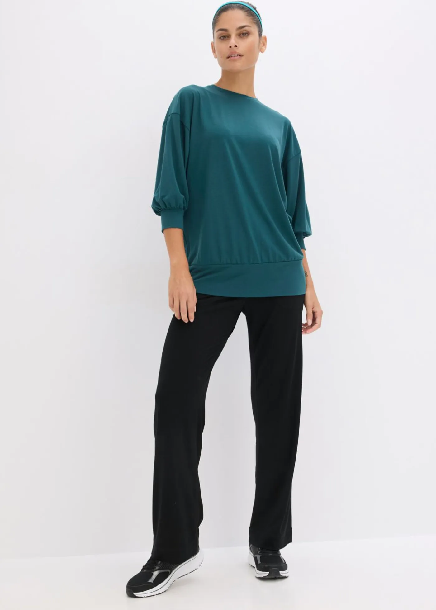 Online Camiseta deportiva con corte holgado, mangas ¾ y material de secado rápido Mujer Ropa Deportiva|Camisetas