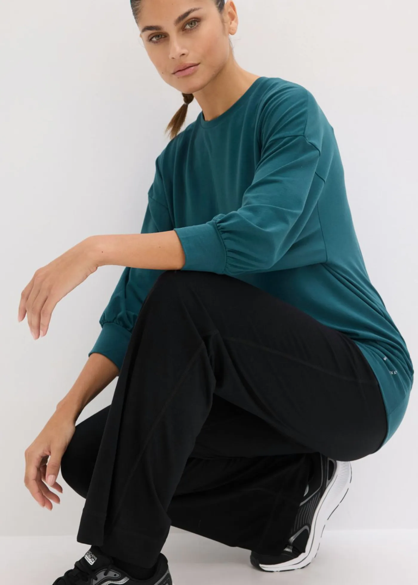 Online Camiseta deportiva con corte holgado, mangas ¾ y material de secado rápido Mujer Ropa Deportiva|Camisetas
