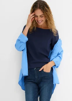 Discount Camiseta elástica con escote en forma de U Mujer Básicos|Camisetas