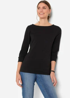 Sale Camiseta elástica con escote en forma de U Mujer Básicos|Camisetas