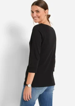 Sale Camiseta elástica con escote en forma de U Mujer Básicos|Camisetas