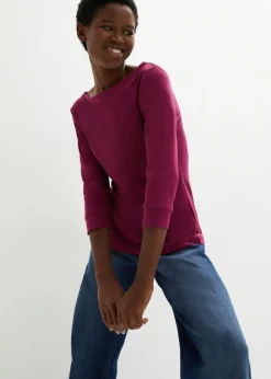 Clearance Camiseta elástica con escote en forma de U Mujer Básicos|Camisetas