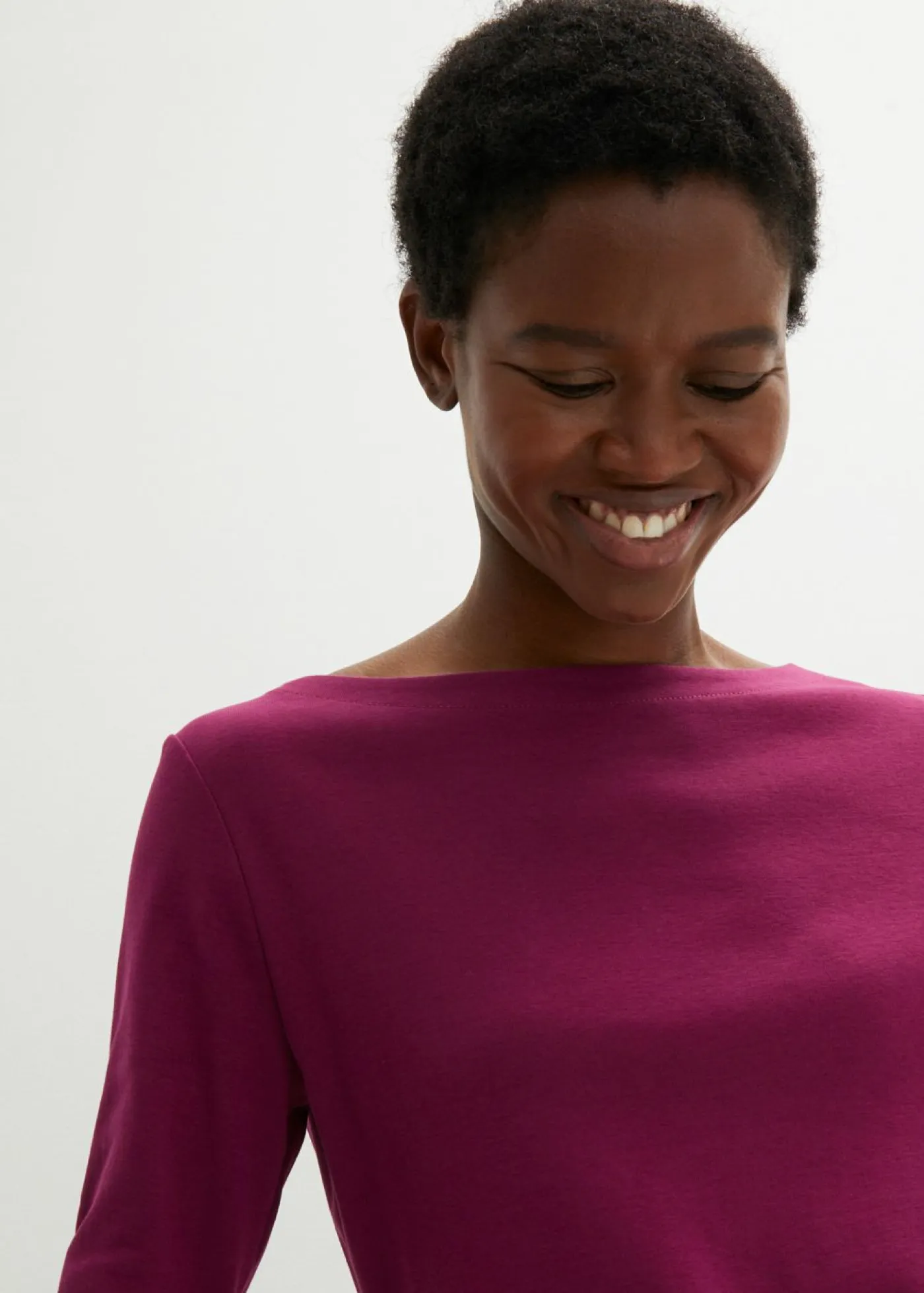 Clearance Camiseta elástica con escote en forma de U Mujer Básicos|Camisetas