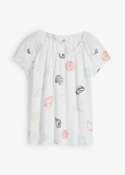 Clearance Camiseta estampada de algodón orgánico con cuello redondo Mujer Camisetas