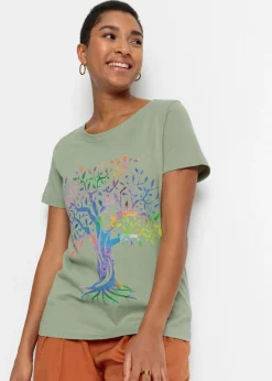 Best Camiseta estampada de algodón orgánico Mujer Camisetas