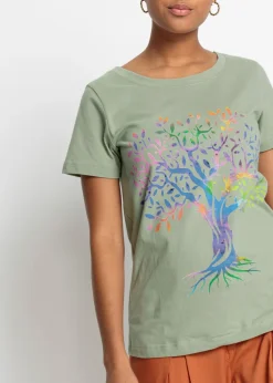 Best Camiseta estampada de algodón orgánico Mujer Camisetas
