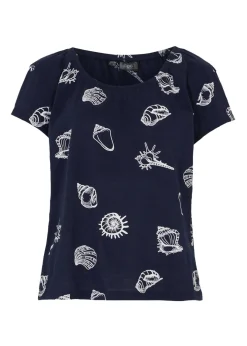 Sale Camiseta estampada de algodón orgánico con cuello redondo Mujer Camisetas
