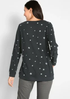Sale Camiseta estampada de algodón con manga larga Mujer Camisetas