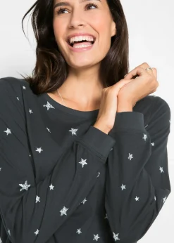 Sale Camiseta estampada de algodón con manga larga Mujer Camisetas