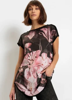 Camiseta estampada de mezcla de viscosa suave Mujer Camisetas|Novedades