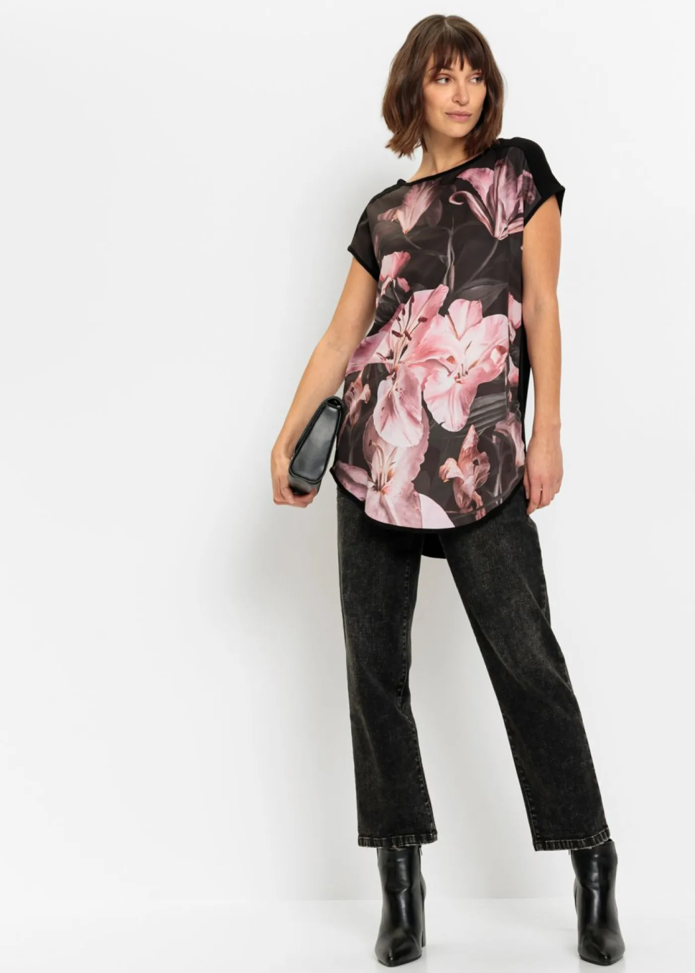Camiseta estampada de mezcla de viscosa suave Mujer Camisetas|Novedades