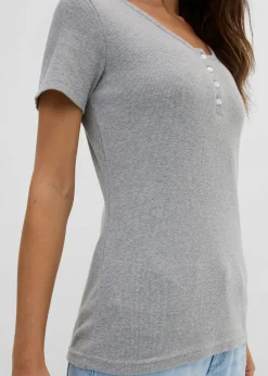 Hot Camiseta henley con algodón orgánico puro Mujer Básicos|Camisetas