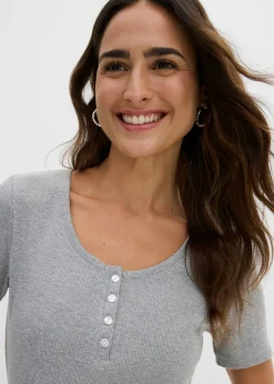 Hot Camiseta henley con algodón orgánico puro Mujer Básicos|Camisetas