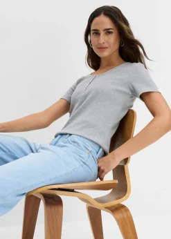 Hot Camiseta henley con algodón orgánico puro Mujer Básicos|Camisetas